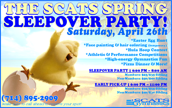 SCATS Spring Sleepover Party - April 26th